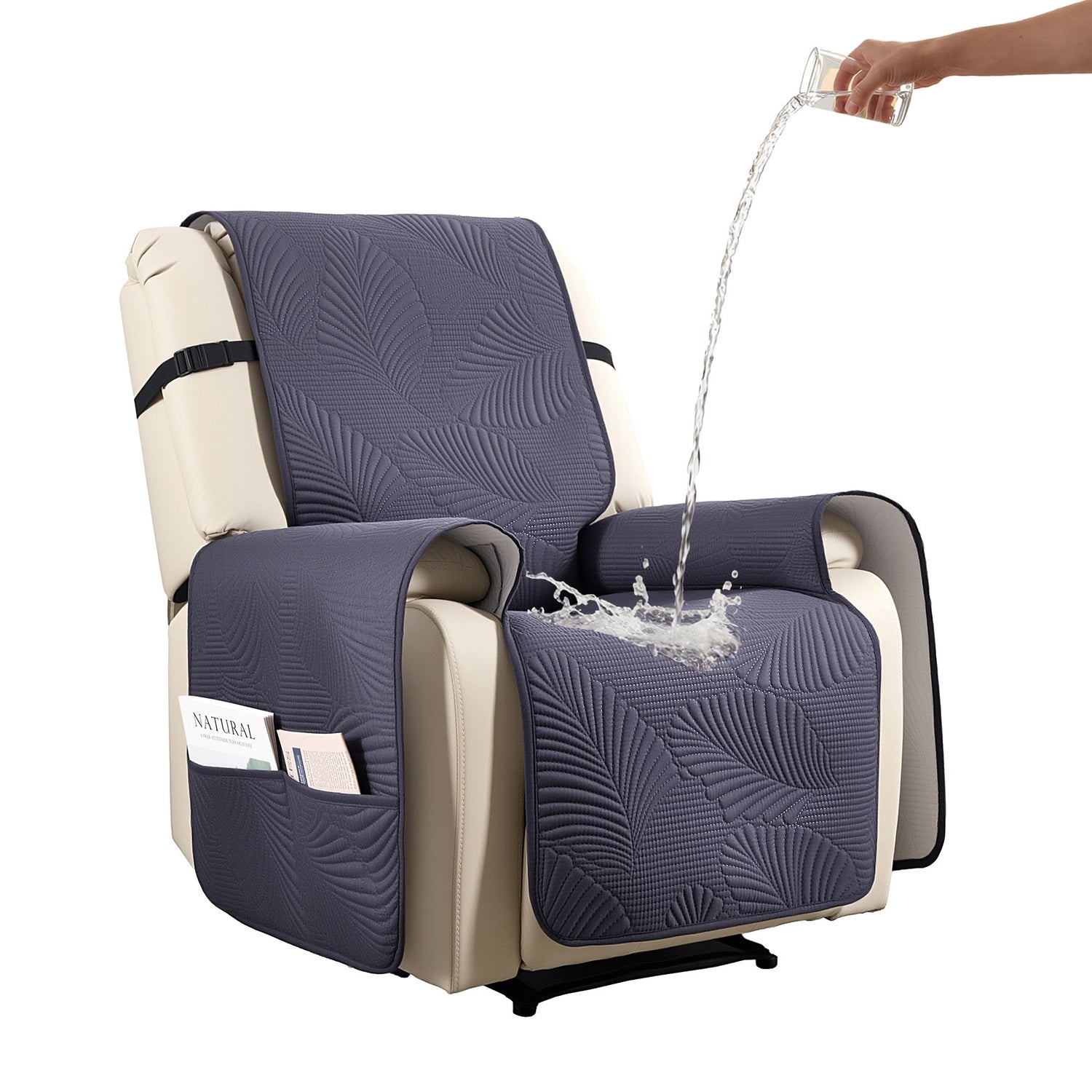 Artiss Quilted Recliner Chair Covers 100% Waterproof Recliner Slipcovers Grey-Furniture > Bar Stools &amp; Chairs > Arm Chairs &amp; Recliners-PEROZ Accessories