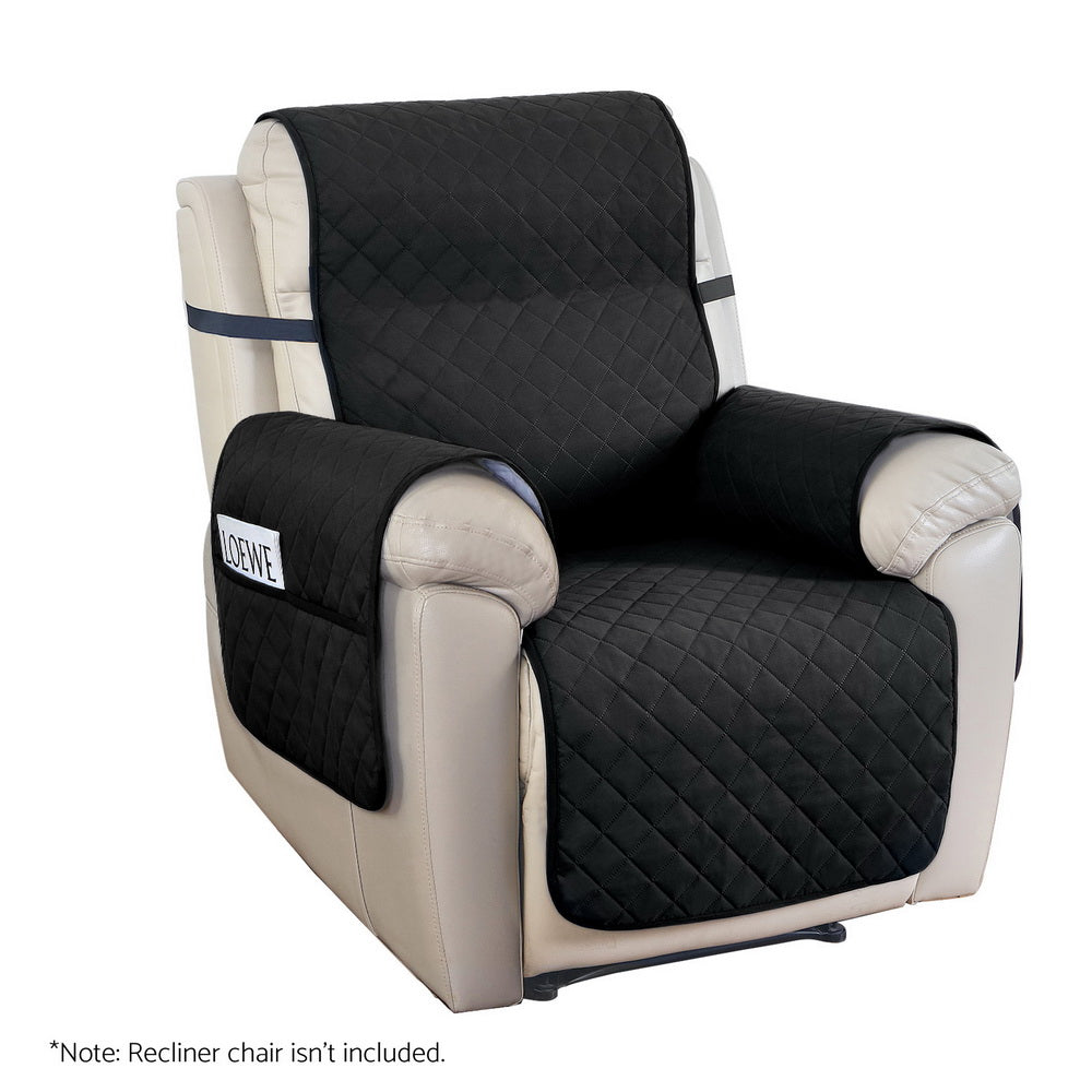 Artiss Recliner Chair Cover 100% Water Resistant Black-Furniture &gt; Bar Stools &amp; Chairs-PEROZ Accessories