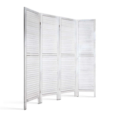 Artiss 4 Panel Foldable Wooden Room Divider - White-Furniture > Living Room-PEROZ Accessories