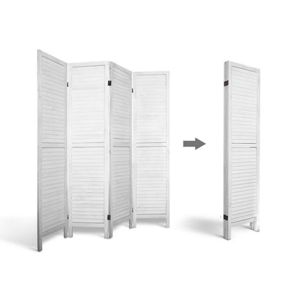Artiss 4 Panel Foldable Wooden Room Divider - White-Furniture > Living Room-PEROZ Accessories