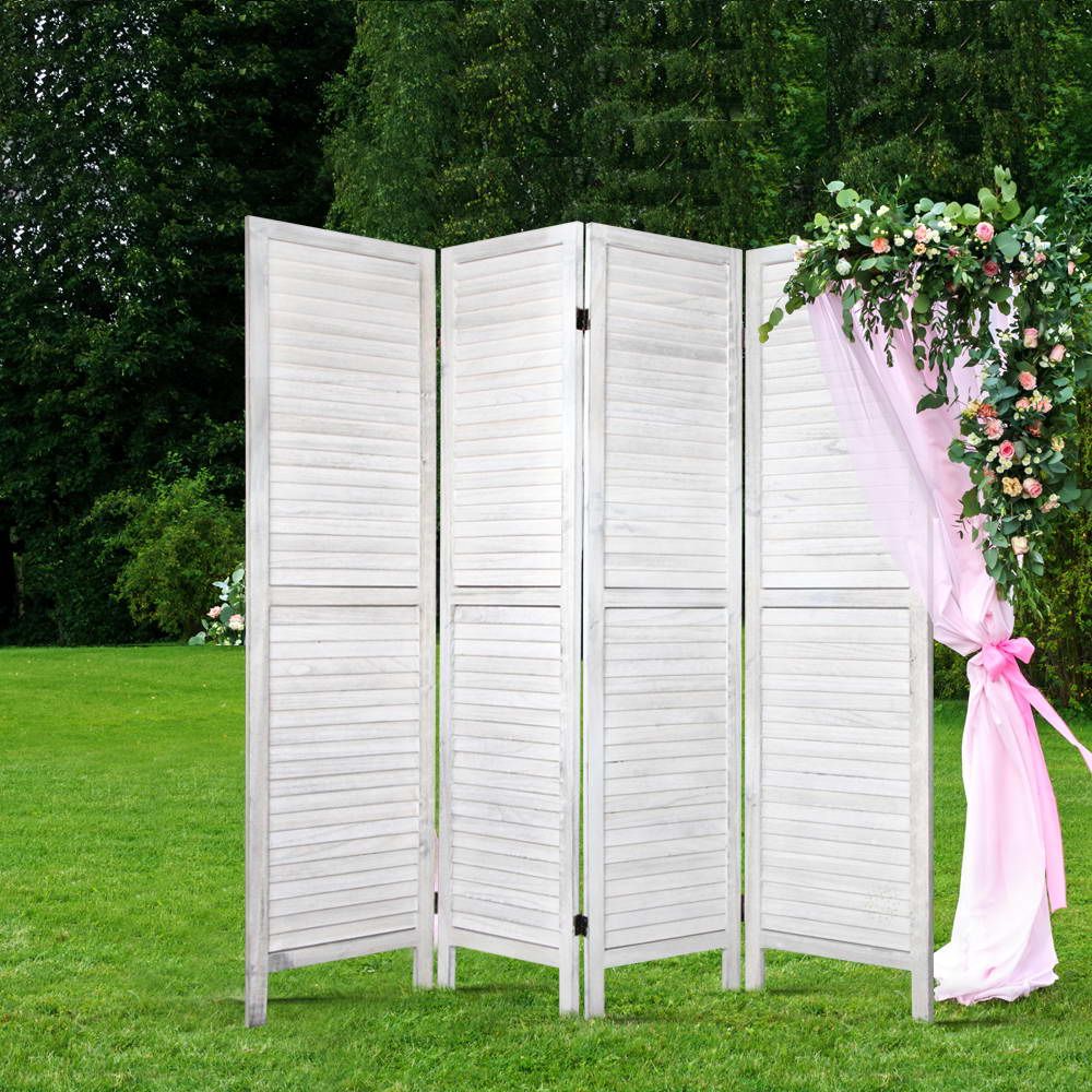 Artiss 4 Panel Foldable Wooden Room Divider - White-Furniture > Living Room-PEROZ Accessories