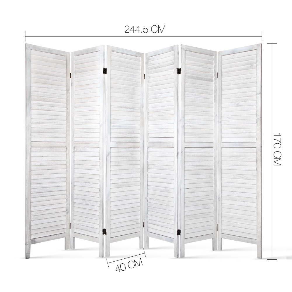 Artiss 6 Panel Room Divider Screen Privacy Wood Foldable Stand Timber White-Furniture > Living Room-PEROZ Accessories