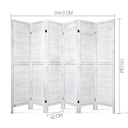 Artiss 6 Panel Room Divider Screen Privacy Wood Foldable Stand Timber White-Furniture > Living Room-PEROZ Accessories