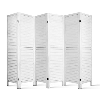 Artiss 6 Panel Room Divider Screen Privacy Wood Foldable Stand Timber White-Furniture > Living Room-PEROZ Accessories
