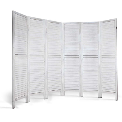 Artiss 6 Panel Room Divider Screen Privacy Wood Foldable Stand Timber White-Furniture > Living Room-PEROZ Accessories