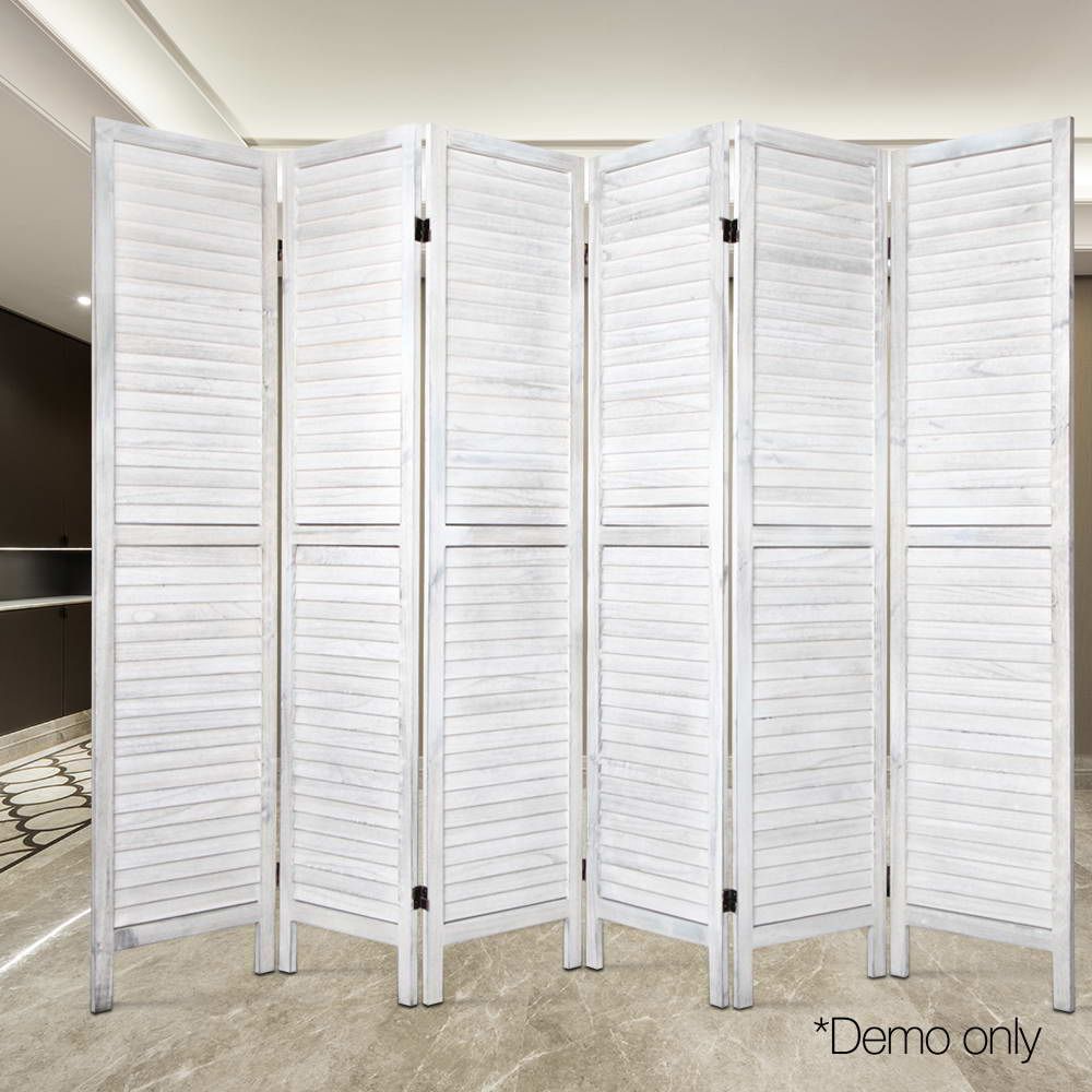 Artiss 6 Panel Room Divider Screen Privacy Wood Foldable Stand Timber White-Furniture > Living Room-PEROZ Accessories