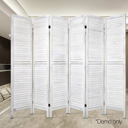 Artiss 6 Panel Room Divider Screen Privacy Wood Foldable Stand Timber White-Furniture > Living Room-PEROZ Accessories