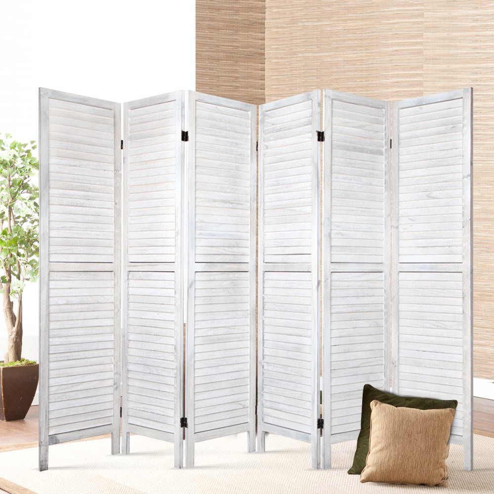 Artiss 6 Panel Room Divider Screen Privacy Wood Foldable Stand Timber White-Furniture > Living Room-PEROZ Accessories