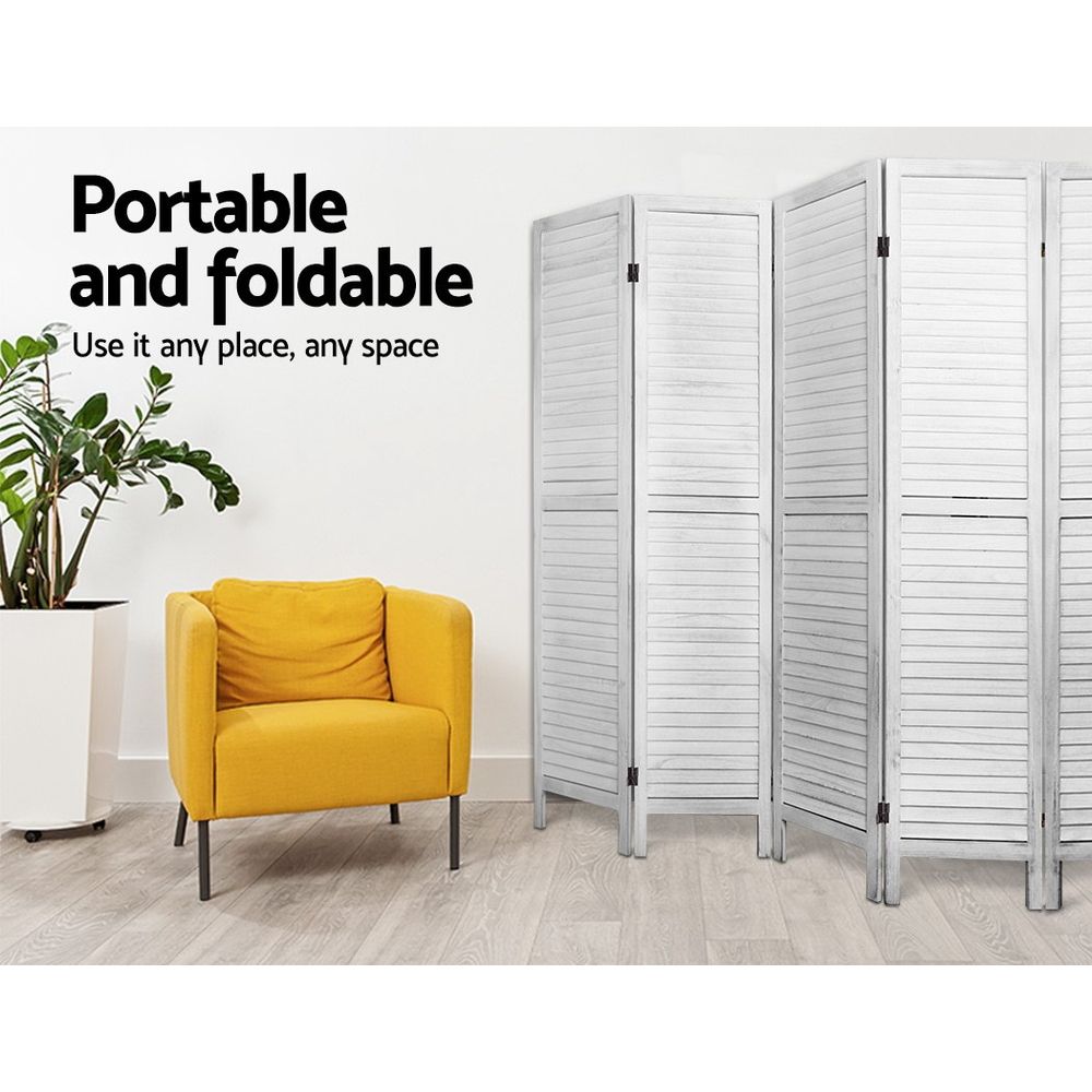 Artiss Room Divider Screen 8 Panel Privacy Wood Dividers Stand Bed Timber White-Furniture > Living Room-PEROZ Accessories