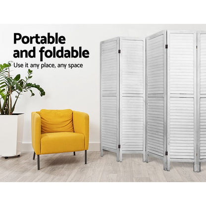 Artiss Room Divider Screen 8 Panel Privacy Wood Dividers Stand Bed Timber White-Furniture > Living Room-PEROZ Accessories