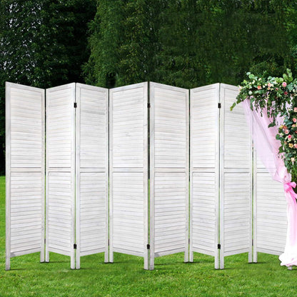 Artiss Room Divider Screen 8 Panel Privacy Wood Dividers Stand Bed Timber White-Furniture > Living Room-PEROZ Accessories