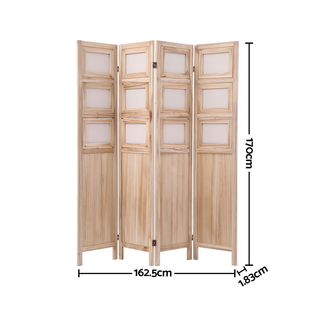 Artiss Room Divider 4 Panel Folding Privacy Screen Partition Rotatable Photo Frame Picture Collage Display Solid Wood Natural-Furniture > Bedroom > Room Dividers-PEROZ Accessories