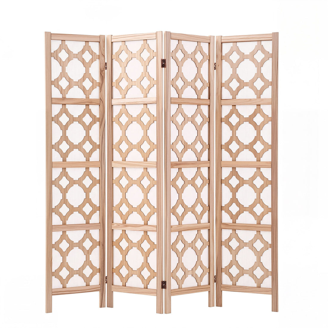 Artiss 4 Panel Room Divider Folding Privacy Screen Wooden Partition Geometric Freestanding Separator Natural 170cm-Furniture > Bedroom > Room Dividers-PEROZ Accessories