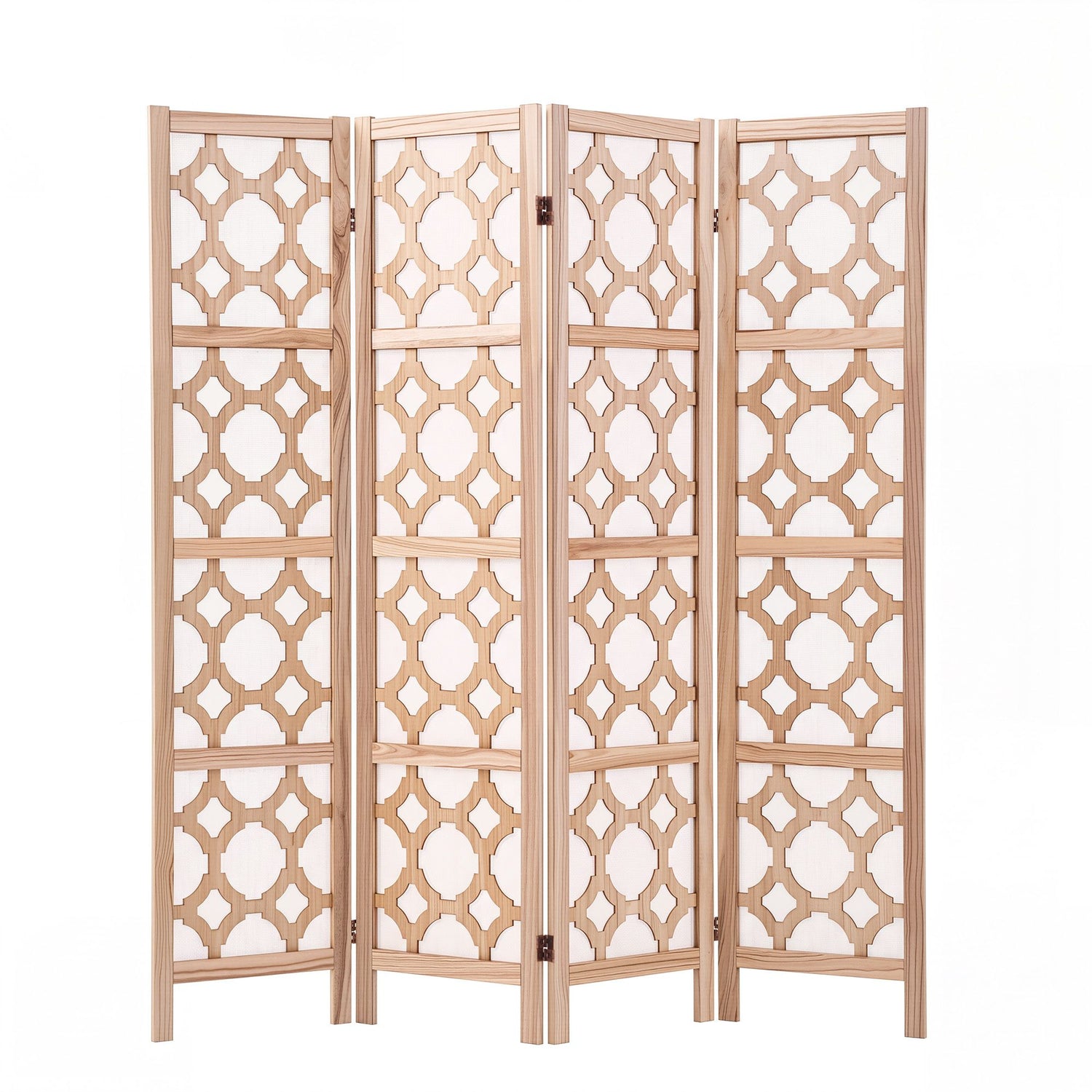 Artiss 4 Panel Room Divider Folding Privacy Screen Wooden Partition Geometric Freestanding Separator Natural 170cm
