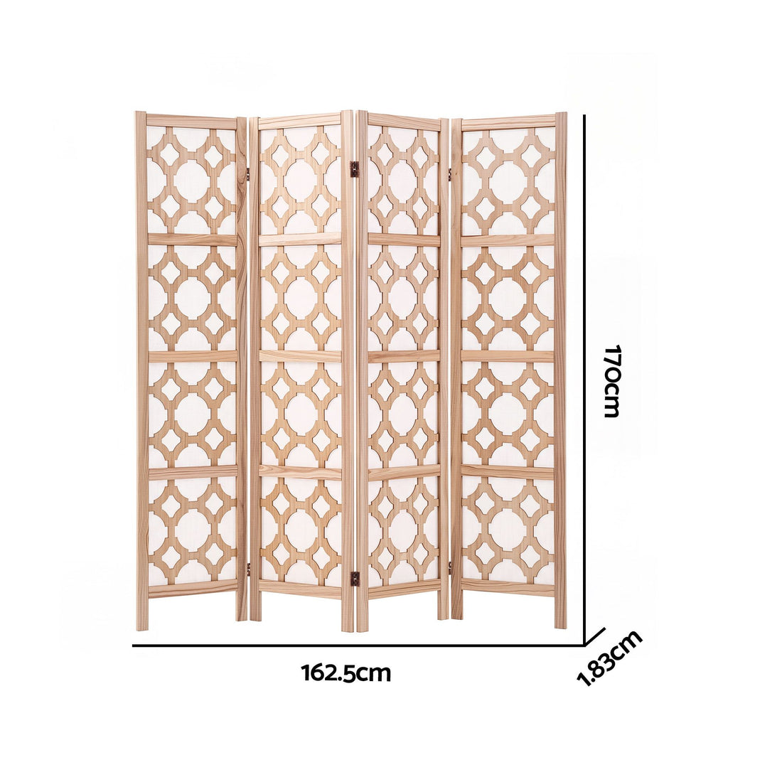 Artiss 4 Panel Room Divider Folding Privacy Screen Wooden Partition Geometric Freestanding Separator Natural 170cm-Furniture > Bedroom > Room Dividers-PEROZ Accessories