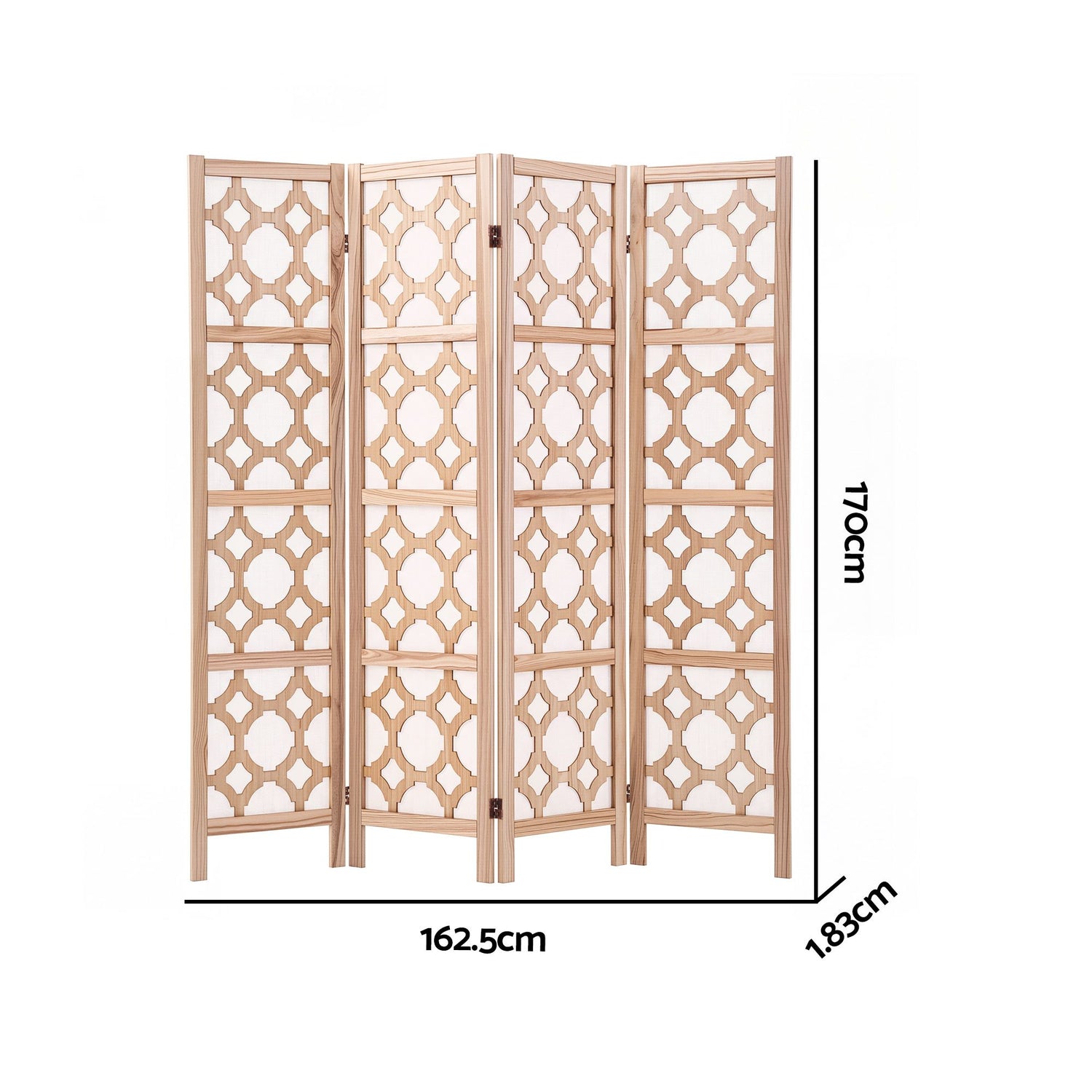 Artiss 4 Panel Room Divider Folding Privacy Screen Wooden Partition Geometric Freestanding Separator Natural 170cm