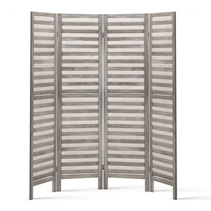 Artiss 4 Panel Room Divider Screen 163x170cm Louver Grey-Furniture &gt; Bedroom &gt; Room Dividers-PEROZ Accessories