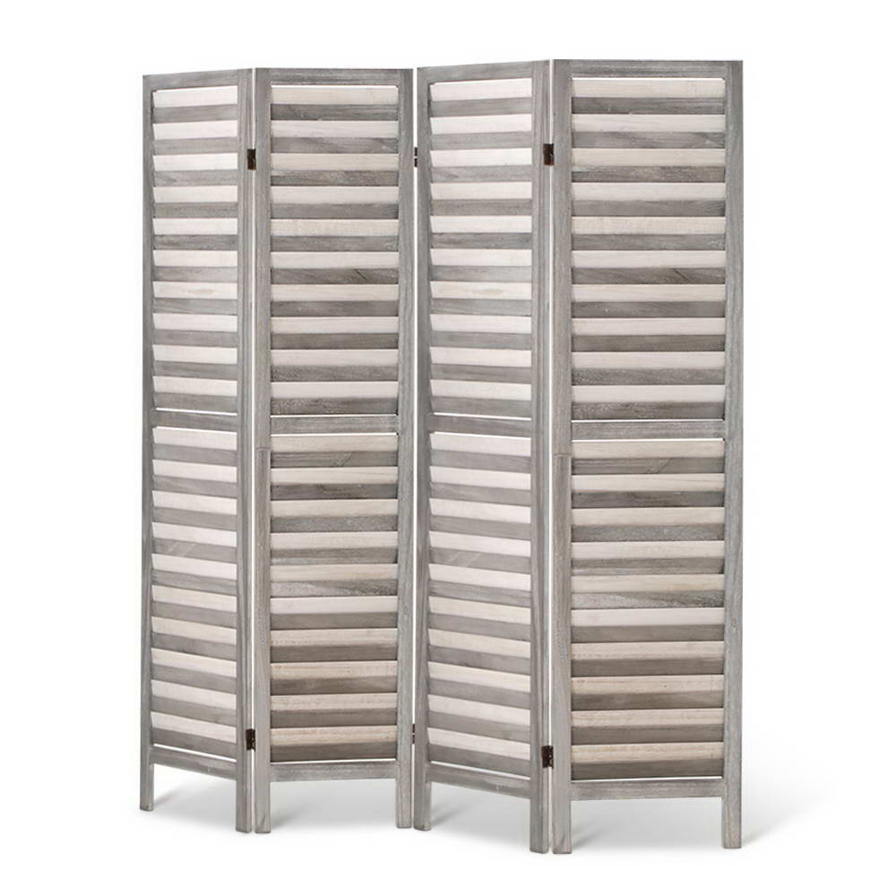 Artiss 4 Panel Room Divider Screen 163x170cm Louver Grey-Furniture &gt; Bedroom &gt; Room Dividers-PEROZ Accessories