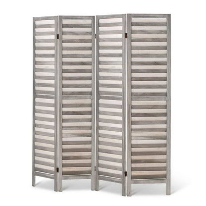 Artiss 4 Panel Room Divider Screen 163x170cm Louver Grey-Furniture &gt; Bedroom &gt; Room Dividers-PEROZ Accessories
