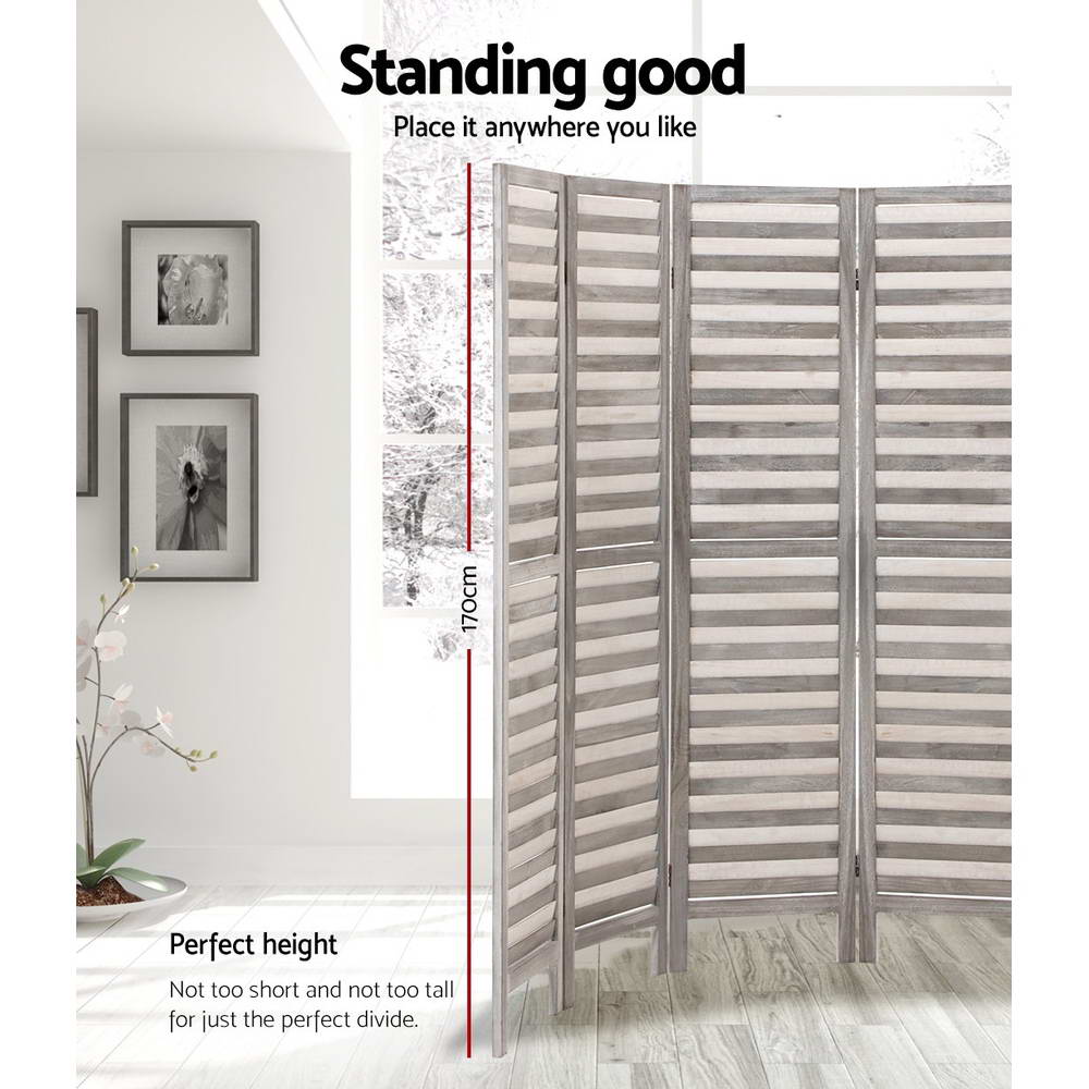 Artiss 8 Panel Room Divider Screen 326x170cm Louver Grey-Furniture &gt; Bedroom &gt; Room Dividers-PEROZ Accessories