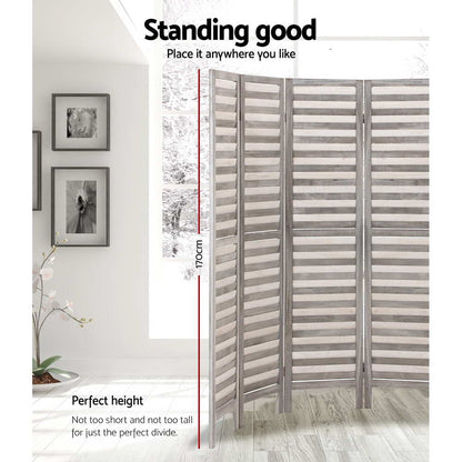 Artiss 8 Panel Room Divider Screen 326x170cm Louver Grey-Furniture &gt; Bedroom &gt; Room Dividers-PEROZ Accessories