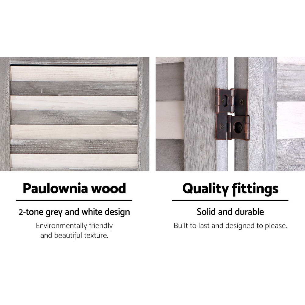 Artiss 8 Panel Room Divider Screen 326x170cm Louver Grey-Furniture &gt; Bedroom &gt; Room Dividers-PEROZ Accessories