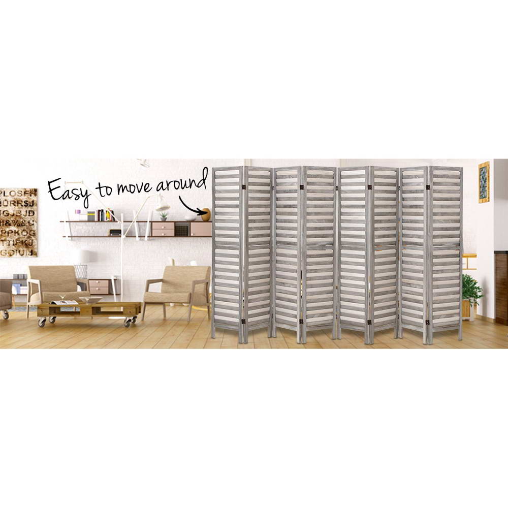 Artiss 8 Panel Room Divider Screen 326x170cm Louver Grey-Furniture &gt; Bedroom &gt; Room Dividers-PEROZ Accessories