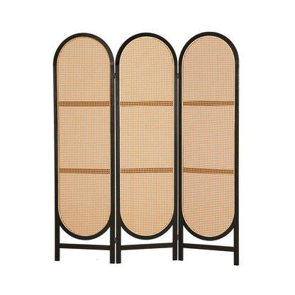 Artiss 3 Panel Room Divider Screen 151x180cm Rattan Brown-Furniture &gt; Bedroom-PEROZ Accessories