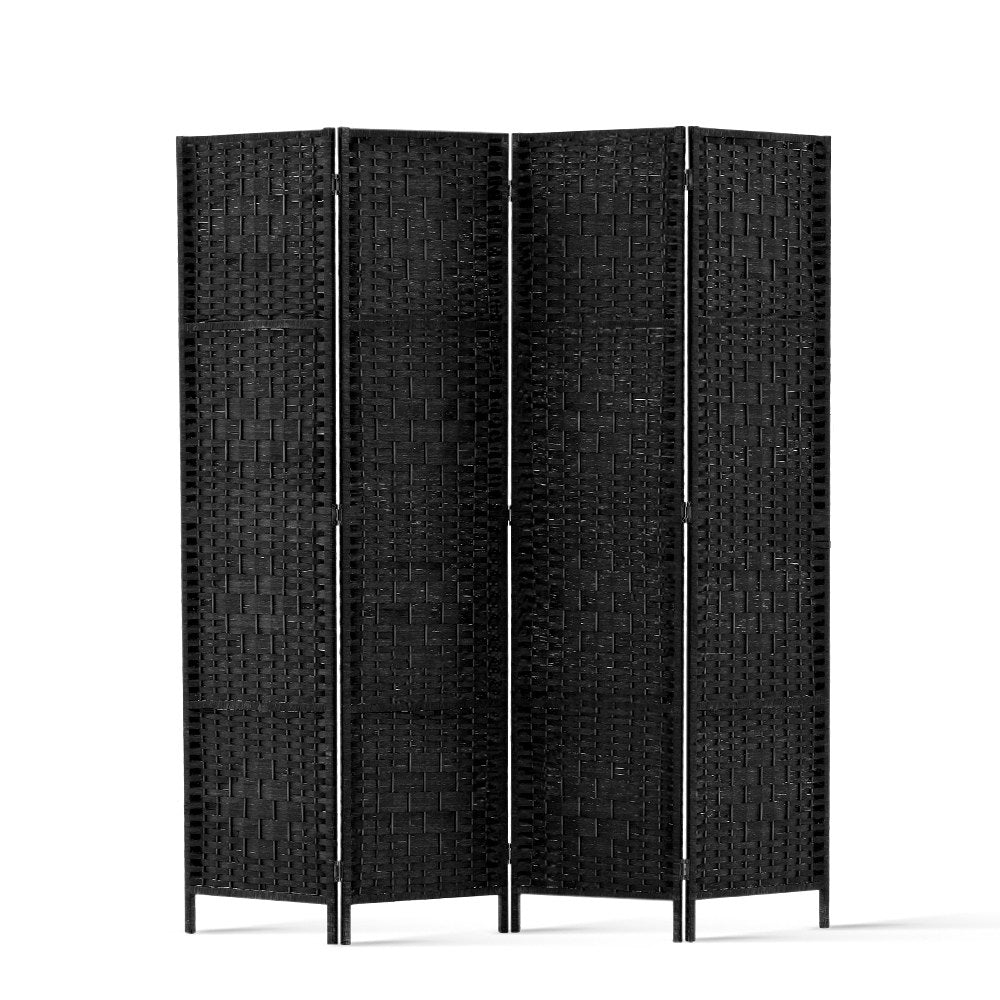 Artiss 4 Panel Room Divider Screen Privacy Timber Foldable Dividers Stand Black-Furniture &gt; Living Room-PEROZ Accessories