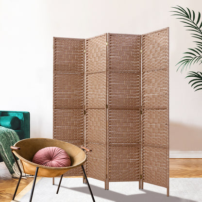 Artiss 4 Panel Room Divider Screen Privacy Timber Foldable Dividers Stand Natural-Furniture &gt; Living Room-PEROZ Accessories