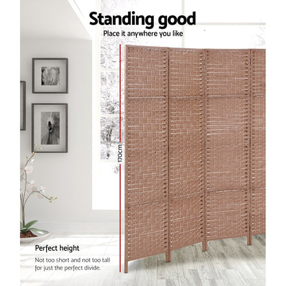 Artiss 4 Panel Room Divider Screen Privacy Timber Foldable Dividers Stand Natural-Furniture &gt; Living Room-PEROZ Accessories