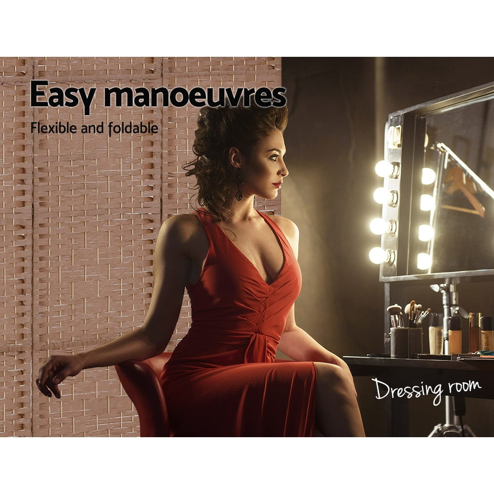 Artiss 4 Panel Room Divider Screen Privacy Timber Foldable Dividers Stand Natural-Furniture &gt; Living Room-PEROZ Accessories