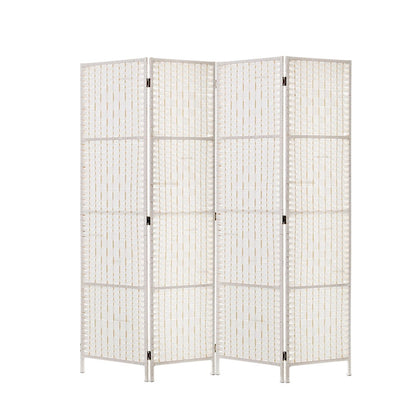 Artiss 4 Panel Room Divider Screen Privacy Timber Foldable Dividers Stand White-Furniture &gt; Living Room-PEROZ Accessories