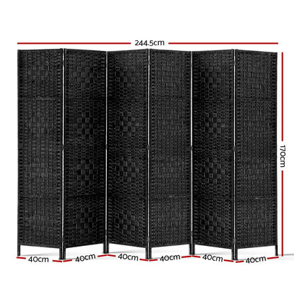 Artiss 6 Panel Room Divider Screen Privacy Timber Foldable Dividers Stand Black-Furniture &gt; Living Room-PEROZ Accessories