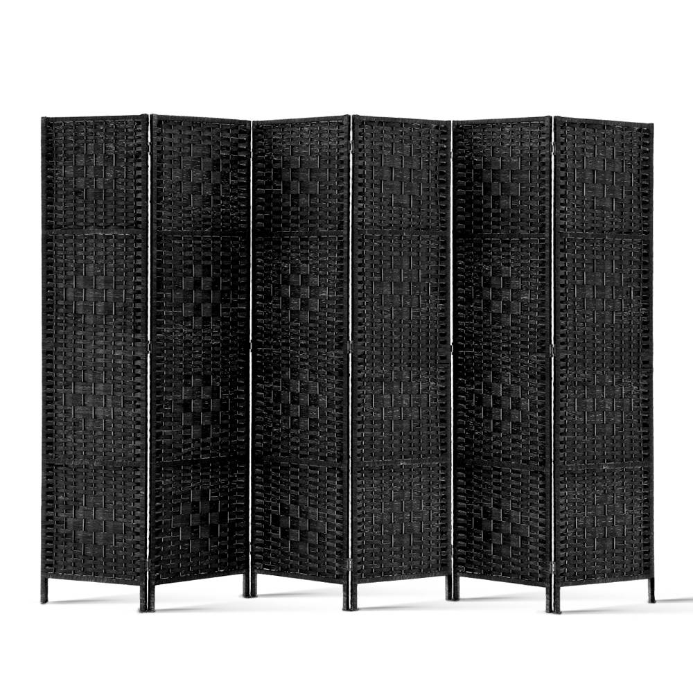 Artiss 6 Panel Room Divider Screen Privacy Timber Foldable Dividers Stand Black-Furniture &gt; Living Room-PEROZ Accessories