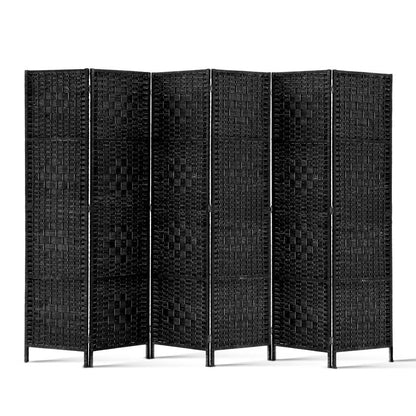 Artiss 6 Panel Room Divider Screen Privacy Timber Foldable Dividers Stand Black-Furniture &gt; Living Room-PEROZ Accessories