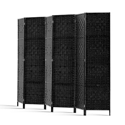 Artiss 6 Panel Room Divider Screen Privacy Timber Foldable Dividers Stand Black-Furniture &gt; Living Room-PEROZ Accessories