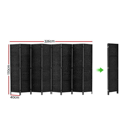 Artiss 8 Panel Room Divider Screen Privacy Timber Foldable Dividers Stand Black-Furniture &gt; Living Room-PEROZ Accessories