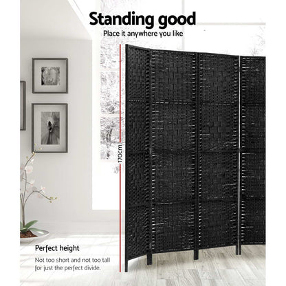 Artiss 8 Panel Room Divider Screen Privacy Timber Foldable Dividers Stand Black-Furniture &gt; Living Room-PEROZ Accessories