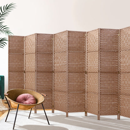 Artiss 8 Panel Room Divider Screen Privacy Timber Foldable Dividers Stand Natural-Furniture &gt; Living Room-PEROZ Accessories