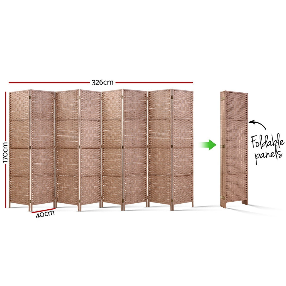 Artiss 8 Panel Room Divider Screen Privacy Timber Foldable Dividers Stand Natural-Furniture &gt; Living Room-PEROZ Accessories