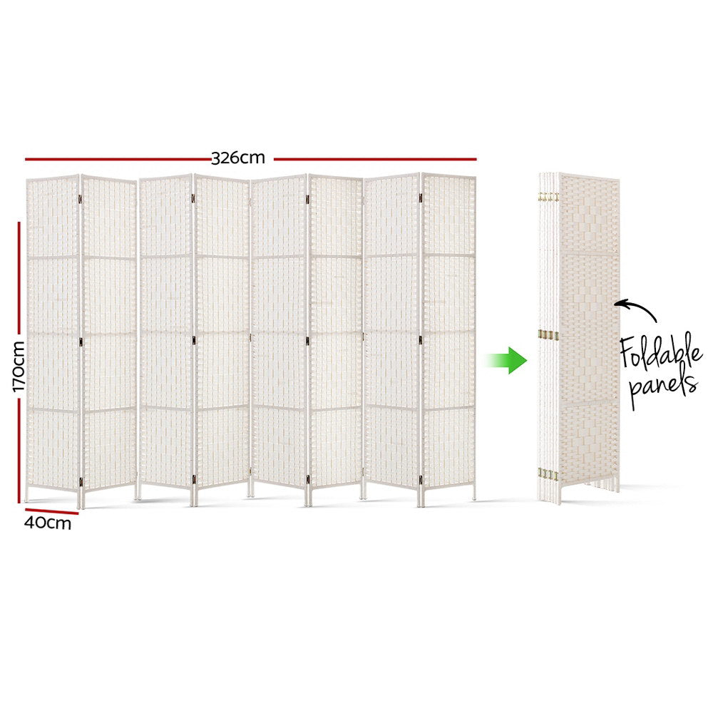 Artiss 8 Panel Room Divider Screen Privacy Timber Foldable Dividers Stand White-Furniture &gt; Living Room-PEROZ Accessories