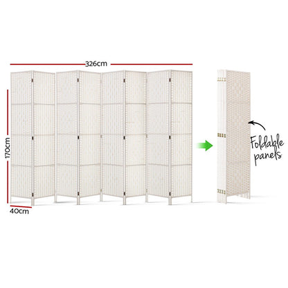 Artiss 8 Panel Room Divider Screen Privacy Timber Foldable Dividers Stand White-Furniture &gt; Living Room-PEROZ Accessories