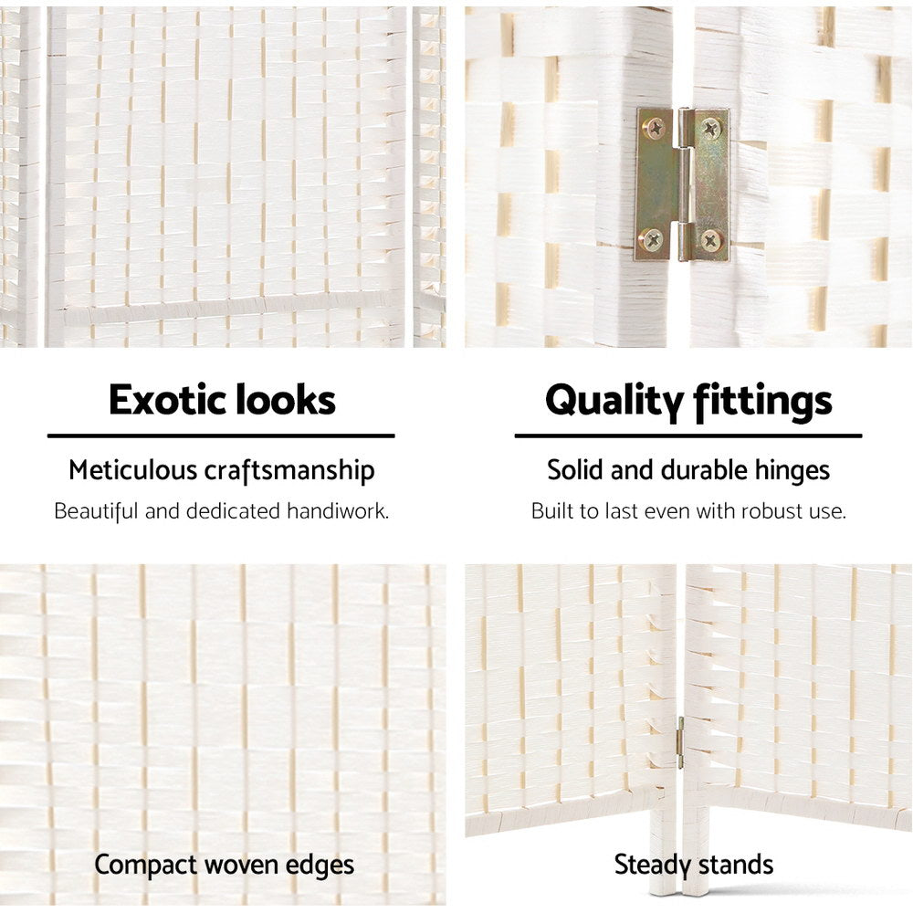 Artiss 8 Panel Room Divider Screen Privacy Timber Foldable Dividers Stand White-Furniture &gt; Living Room-PEROZ Accessories