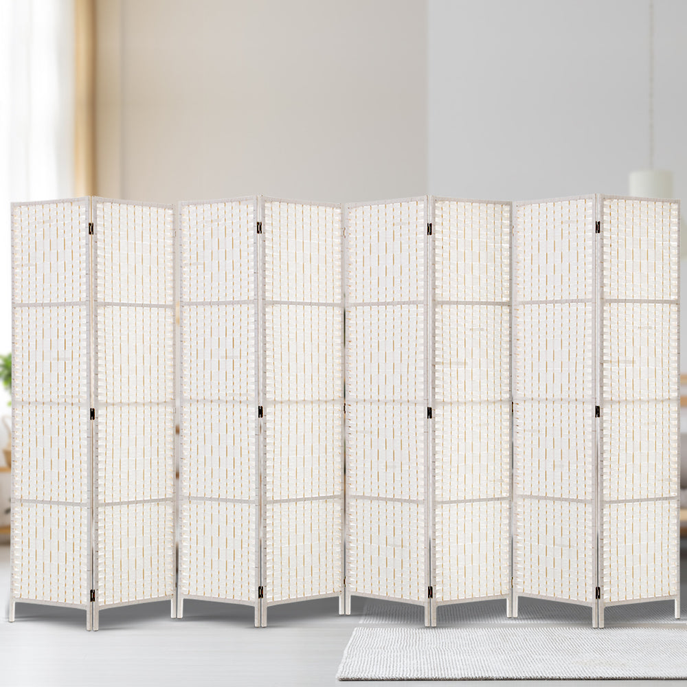 Artiss 8 Panel Room Divider Screen Privacy Timber Foldable Dividers Stand White-Furniture &gt; Living Room-PEROZ Accessories