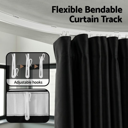 Artiss Room Divider Curtain Ceiling Mounted Track Sets Flexible Black-Furniture > Bedroom > Room Dividers-PEROZ Accessories
