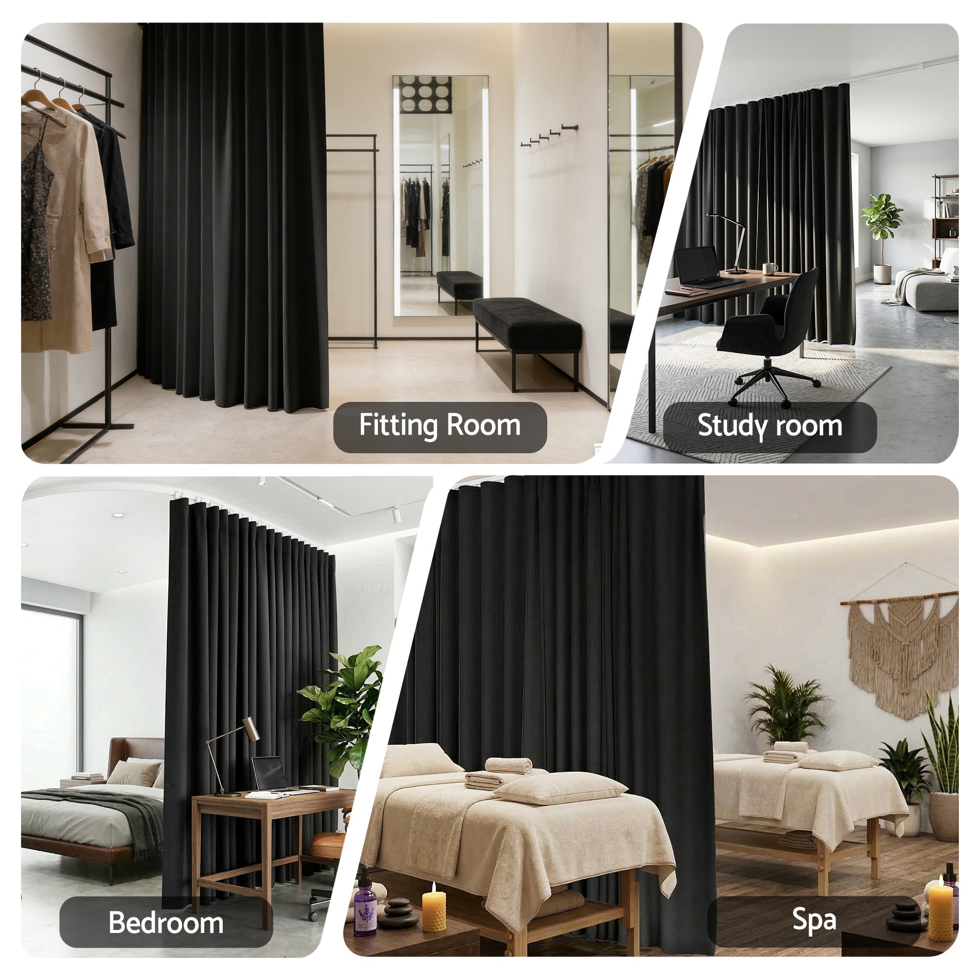 Artiss Room Divider Curtain Ceiling Mounted Track Sets Flexible Black-Furniture > Bedroom > Room Dividers-PEROZ Accessories