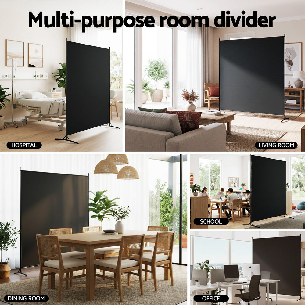 Artiss Room Divider Screen 175x180cm Fabric Black-Furniture &gt; Bedroom &gt; Room Dividers-PEROZ Accessories