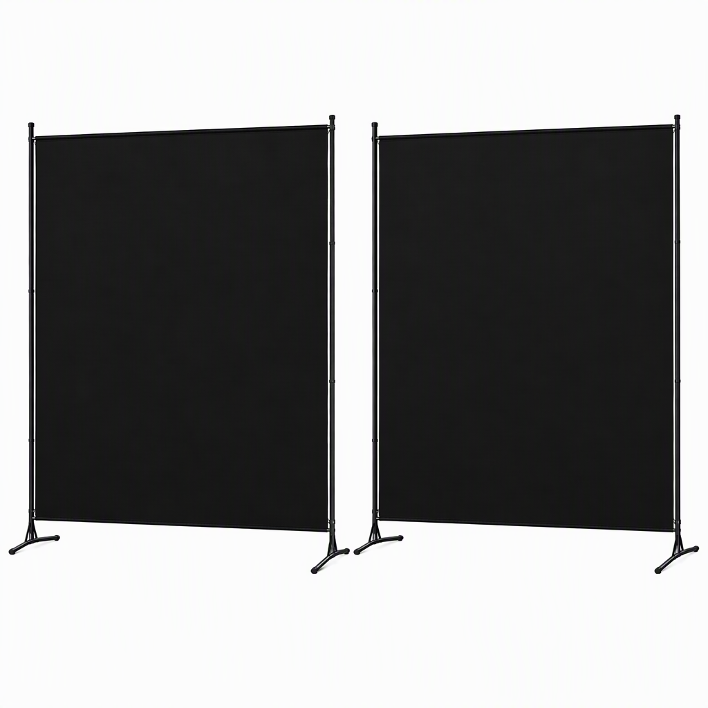 Artiss Room Divider Set of 2 Privacy Screen Fabric Room Separator Partition 175x180cm Black-Furniture > Bedroom > Room Dividers-PEROZ Accessories