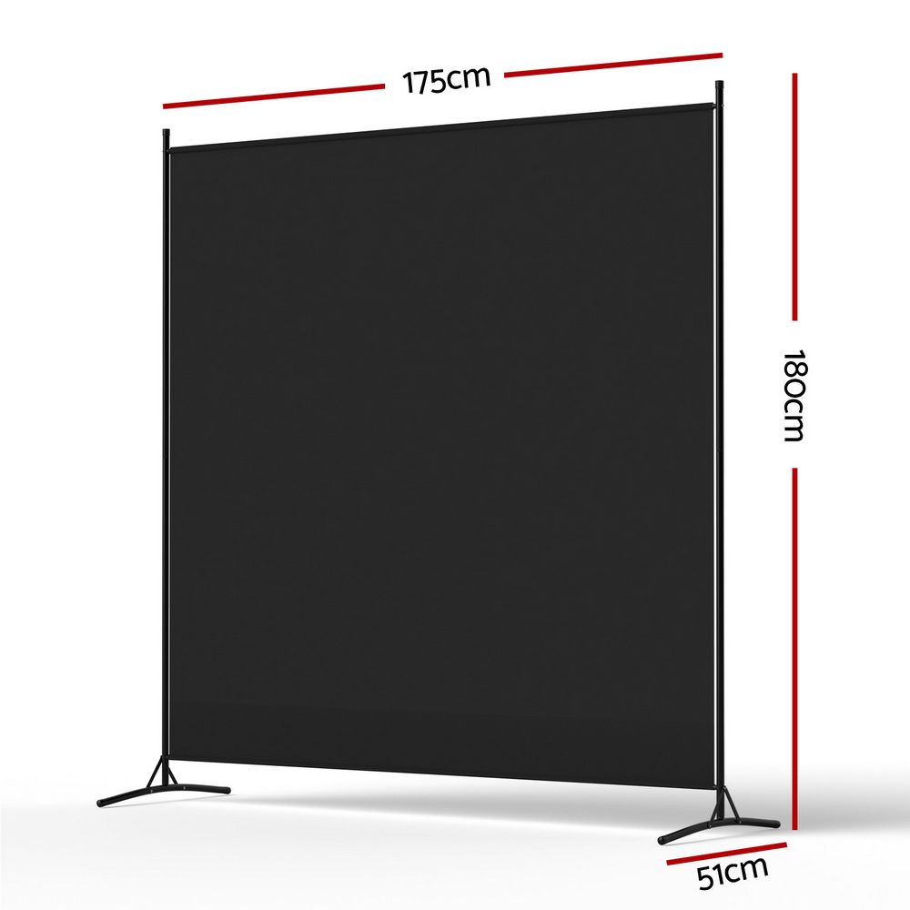 Artiss Room Divider Set of 2 Privacy Screen Fabric Room Separator Partition 175x180cm Black
